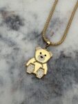 Prachtige kogelketting met een teddybeer hanger 50 cm