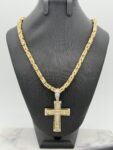 Mooie 14 karaat koningsketting met kruis 62 cm