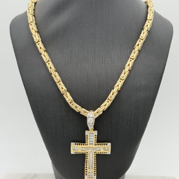 Mooie 14 karaat koningsketting met kruis 62 cm