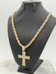 Mooie 14 karaat koningsketting met kruis 62 cm