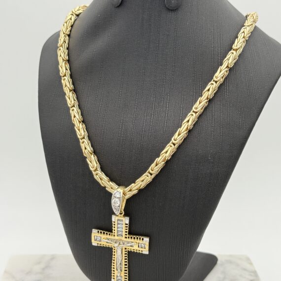 Mooie 14 karaat koningsketting met kruis 62 cm