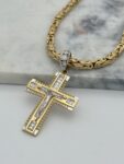 Mooie 14 karaat koningsketting met kruis 62 cm