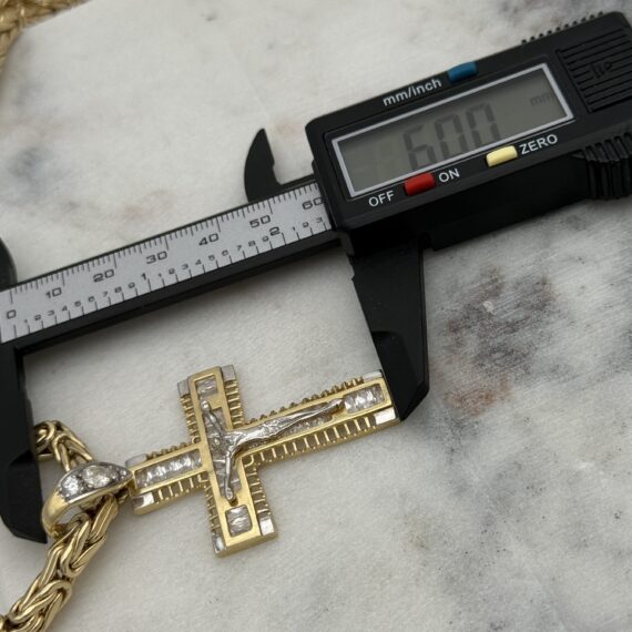 Mooie 14 karaat koningsketting met kruis 62 cm