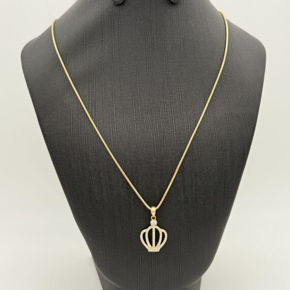 Prachtige 14 karaat ketting met kroon hanger 45 cm