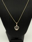 Prachtige 14 karaat ketting met kroon hanger 45 cm