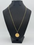 14 karaat gouden ketting 45 cm met 5 gulden hanger 22 K