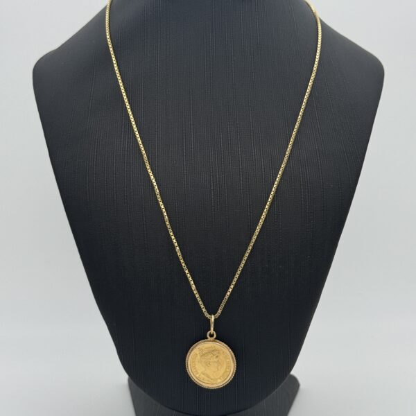 14 karaat gouden ketting 45 cm met 5 gulden hanger 22 K