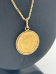 14 karaat gouden ketting 45 cm met 5 gulden hanger 22 K