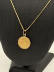 14 karaat gouden ketting 45 cm met 5 gulden hanger 22 K