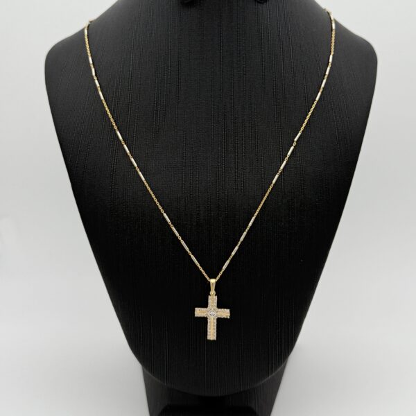 Prachtige 14 karaat ketting geel en witgoud 45 cm