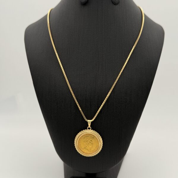 14 karaat gouden ketting 50 cm met 10 gulden hanger 22 K