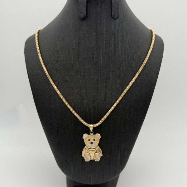 Prachtige kogelketting met een teddybeer hanger 50 cm