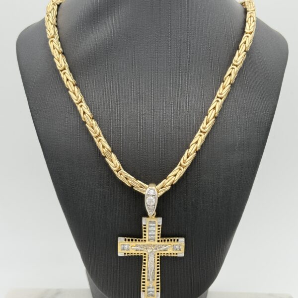 Mooie 14 karaat koningsketting met kruis 62 cm